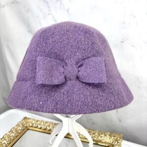Jaclyn Smith Wool Blend Cloche Hat Winter Derby Women's Lavender Bow Romantic